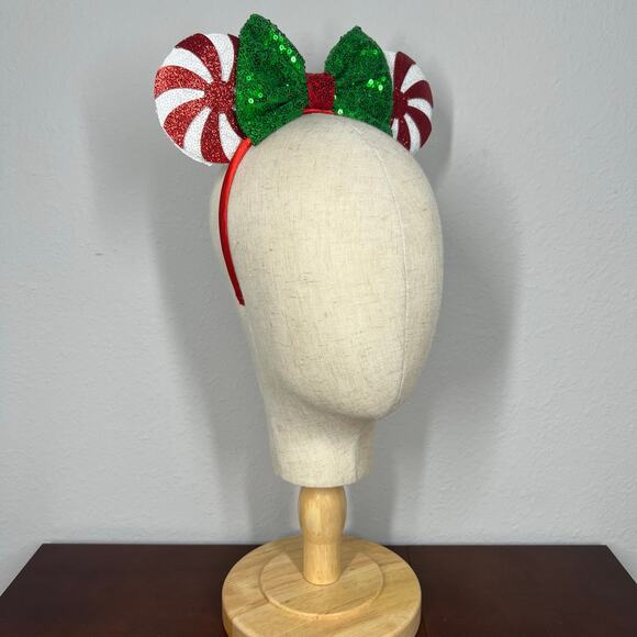 Candy Cane Lane Minnie Ears | Disney-Inspired Christmas Mouse Ears Headband - Picture 5 of 5